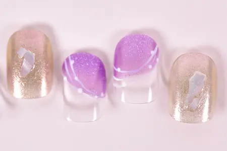 大人配色の上品ヨーヨー柄ネイルアップ